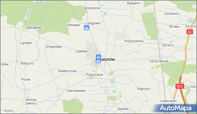 mapa Raszków powiat ostrowski, Raszków powiat ostrowski na mapie Targeo