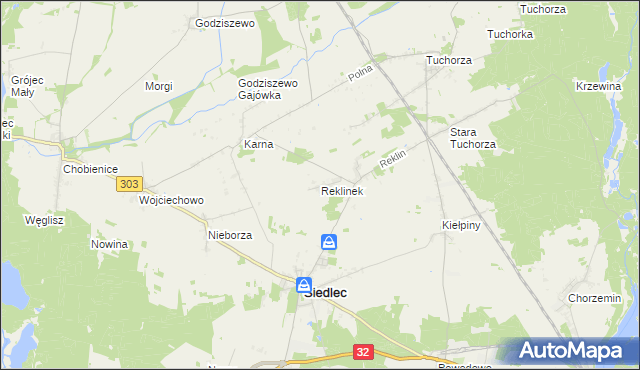 mapa Reklinek, Reklinek na mapie Targeo