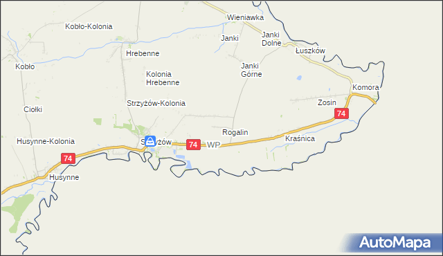 mapa Rogalin gmina Horodło, Rogalin gmina Horodło na mapie Targeo