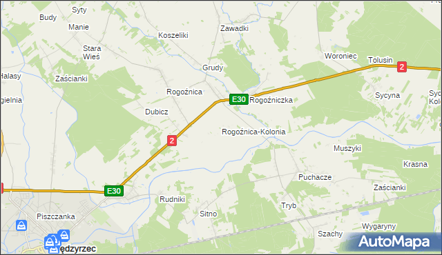 mapa Rogoźnica-Kolonia, Rogoźnica-Kolonia na mapie Targeo