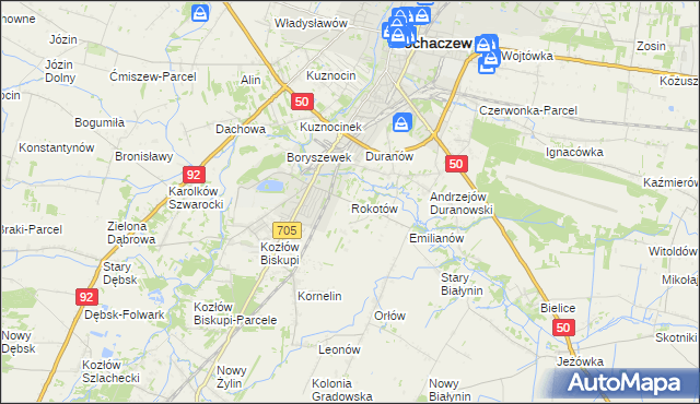 mapa Rokotów, Rokotów na mapie Targeo