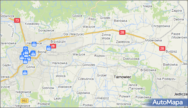 mapa Roztoki gmina Tarnowiec, Roztoki gmina Tarnowiec na mapie Targeo