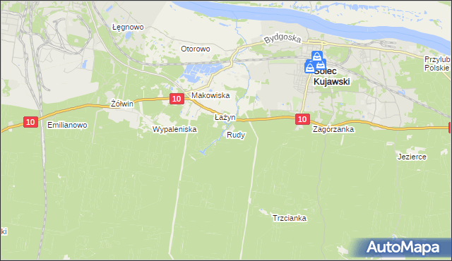 mapa Rudy gmina Solec Kujawski, Rudy gmina Solec Kujawski na mapie Targeo