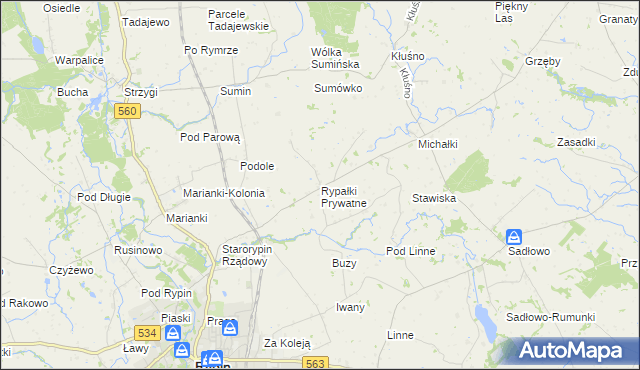 mapa Rypałki Prywatne, Rypałki Prywatne na mapie Targeo