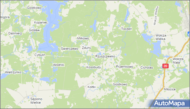 mapa Rzyszczewko gmina Biały Bór, Rzyszczewko gmina Biały Bór na mapie Targeo