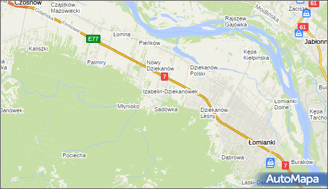 mapa Sadowa gmina Łomianki, Sadowa gmina Łomianki na mapie Targeo