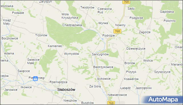 mapa Sancygniów, Sancygniów na mapie Targeo