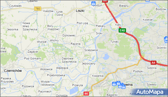 mapa Ściejowice, Ściejowice na mapie Targeo