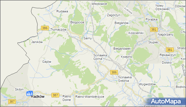 mapa Ścinawka Górna, Ścinawka Górna na mapie Targeo