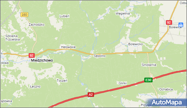 mapa Sępolno gmina Miedzichowo, Sępolno gmina Miedzichowo na mapie Targeo