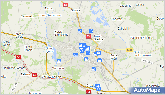 mapa Siedlce, Siedlce na mapie Targeo