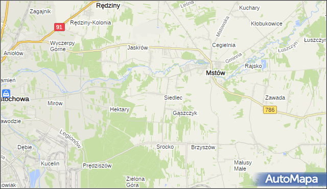 mapa Siedlec gmina Mstów, Siedlec gmina Mstów na mapie Targeo