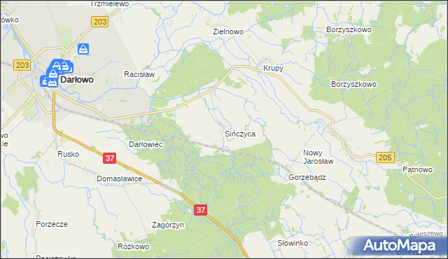 mapa Sińczyca, Sińczyca na mapie Targeo