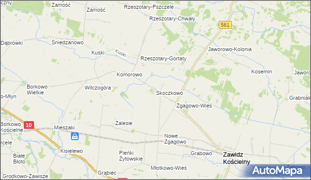 mapa Skoczkowo gmina Zawidz, Skoczkowo gmina Zawidz na mapie Targeo