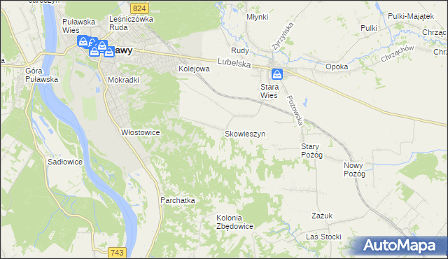 mapa Skowieszyn, Skowieszyn na mapie Targeo