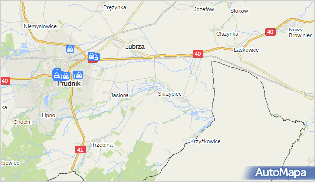 mapa Skrzypiec gmina Lubrza, Skrzypiec gmina Lubrza na mapie Targeo