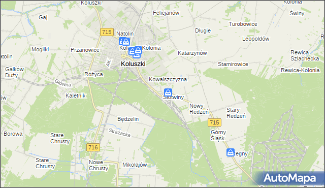 mapa Słotwiny gmina Koluszki, Słotwiny gmina Koluszki na mapie Targeo