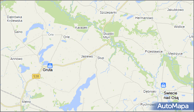 mapa Słup gmina Gruta, Słup gmina Gruta na mapie Targeo