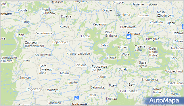 mapa Słupia gmina Jodłownik, Słupia gmina Jodłownik na mapie Targeo