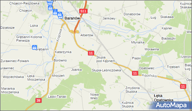 mapa Słupia pod Kępnem, Słupia pod Kępnem na mapie Targeo