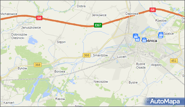 mapa Smardzów gmina Oleśnica, Smardzów gmina Oleśnica na mapie Targeo