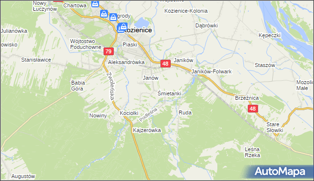 mapa Śmietanki, Śmietanki na mapie Targeo