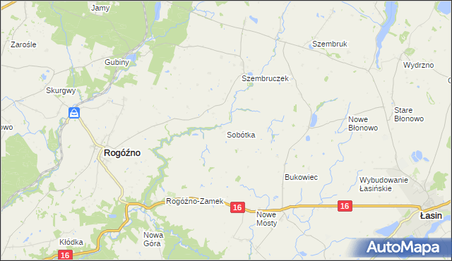 mapa Sobótka gmina Rogóźno, Sobótka gmina Rogóźno na mapie Targeo