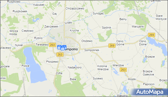 mapa Sompolinek, Sompolinek na mapie Targeo
