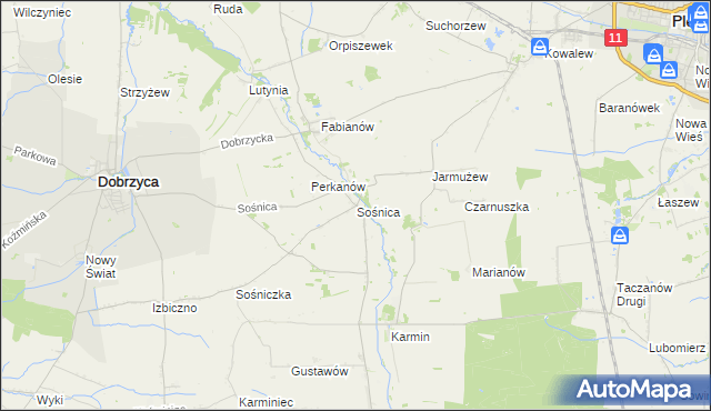 mapa Sośnica gmina Dobrzyca, Sośnica gmina Dobrzyca na mapie Targeo