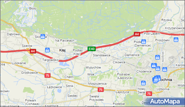 mapa Stanisławice gmina Bochnia, Stanisławice gmina Bochnia na mapie Targeo
