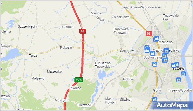 mapa Stanisławie gmina Tczew, Stanisławie gmina Tczew na mapie Targeo