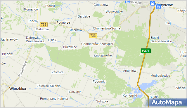 mapa Stanisławów gmina Skaryszew, Stanisławów gmina Skaryszew na mapie Targeo