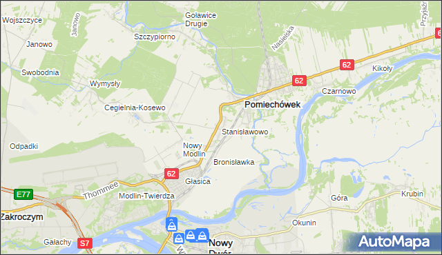 mapa Stanisławowo gmina Pomiechówek, Stanisławowo gmina Pomiechówek na mapie Targeo