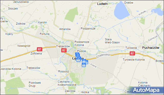 mapa Stara Wieś gmina Łęczna, Stara Wieś gmina Łęczna na mapie Targeo