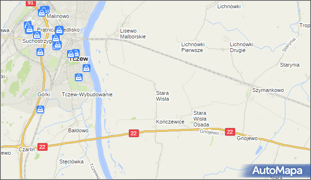 mapa Stara Wisła, Stara Wisła na mapie Targeo