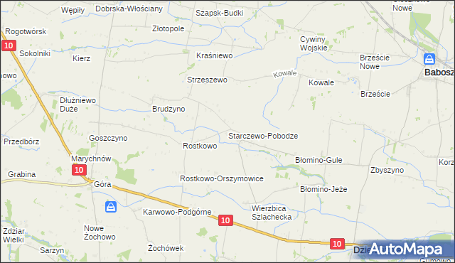 mapa Starczewo-Pobodze, Starczewo-Pobodze na mapie Targeo