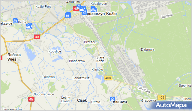 mapa Stare Koźle, Stare Koźle na mapie Targeo