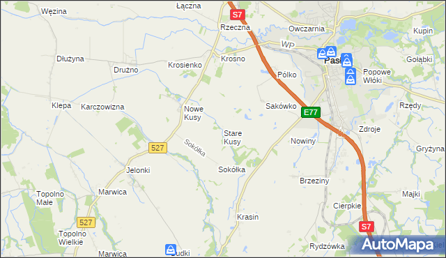 mapa Stare Kusy, Stare Kusy na mapie Targeo