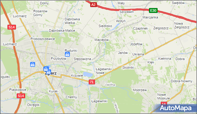 mapa Stare Łagiewniki, Stare Łagiewniki na mapie Targeo