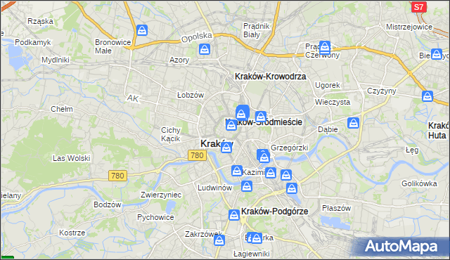mapa Stare Miasto gmina Kraków, Stare Miasto gmina Kraków na mapie Targeo