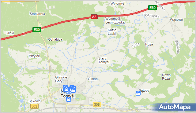 mapa Stary Tomyśl, Stary Tomyśl na mapie Targeo