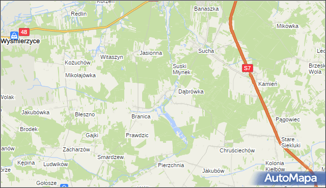 mapa Stawiszyn gmina Białobrzegi, Stawiszyn gmina Białobrzegi na mapie Targeo