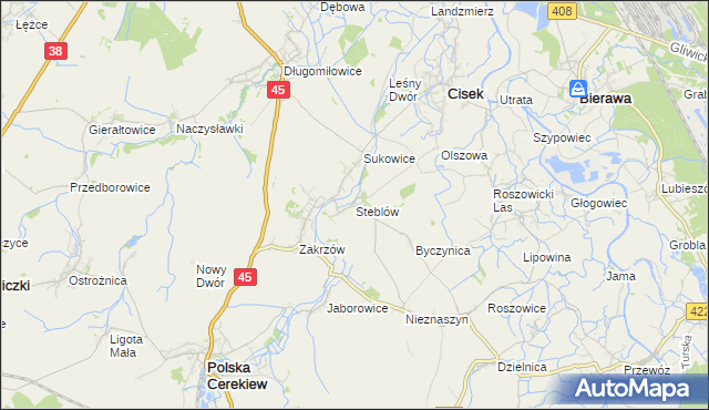 mapa Steblów gmina Cisek, Steblów gmina Cisek na mapie Targeo