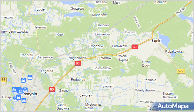 mapa Stefanów gmina Gostynin, Stefanów gmina Gostynin na mapie Targeo