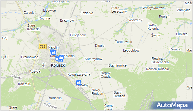 mapa Stefanów gmina Koluszki, Stefanów gmina Koluszki na mapie Targeo