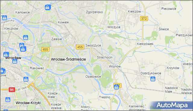 mapa Strachocin gmina Wrocław, Strachocin gmina Wrocław na mapie Targeo