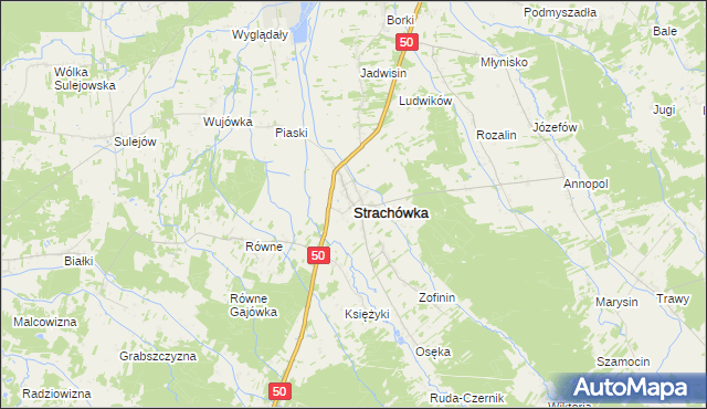 mapa Strachówka, Strachówka na mapie Targeo