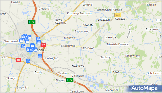 mapa Strachowo, Strachowo na mapie Targeo
