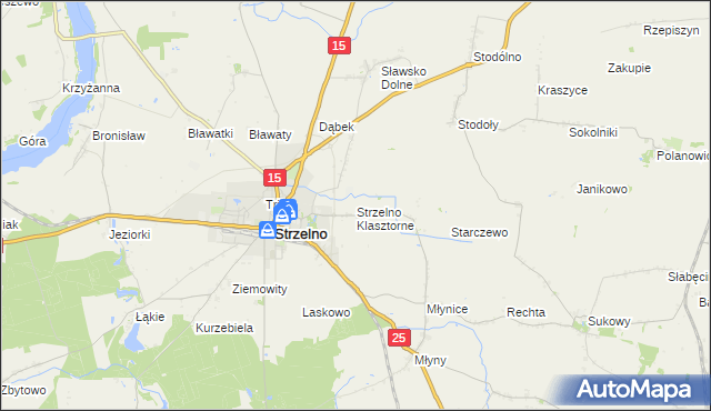 mapa Strzelno Klasztorne, Strzelno Klasztorne na mapie Targeo