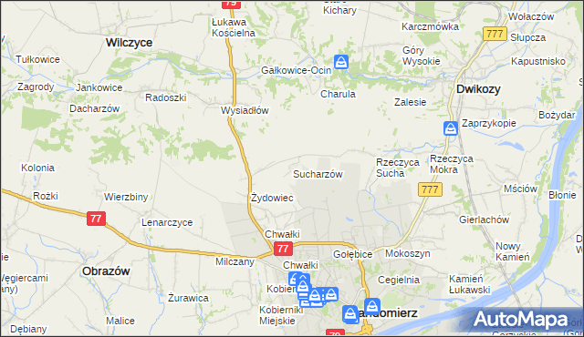 mapa Sucharzów, Sucharzów na mapie Targeo